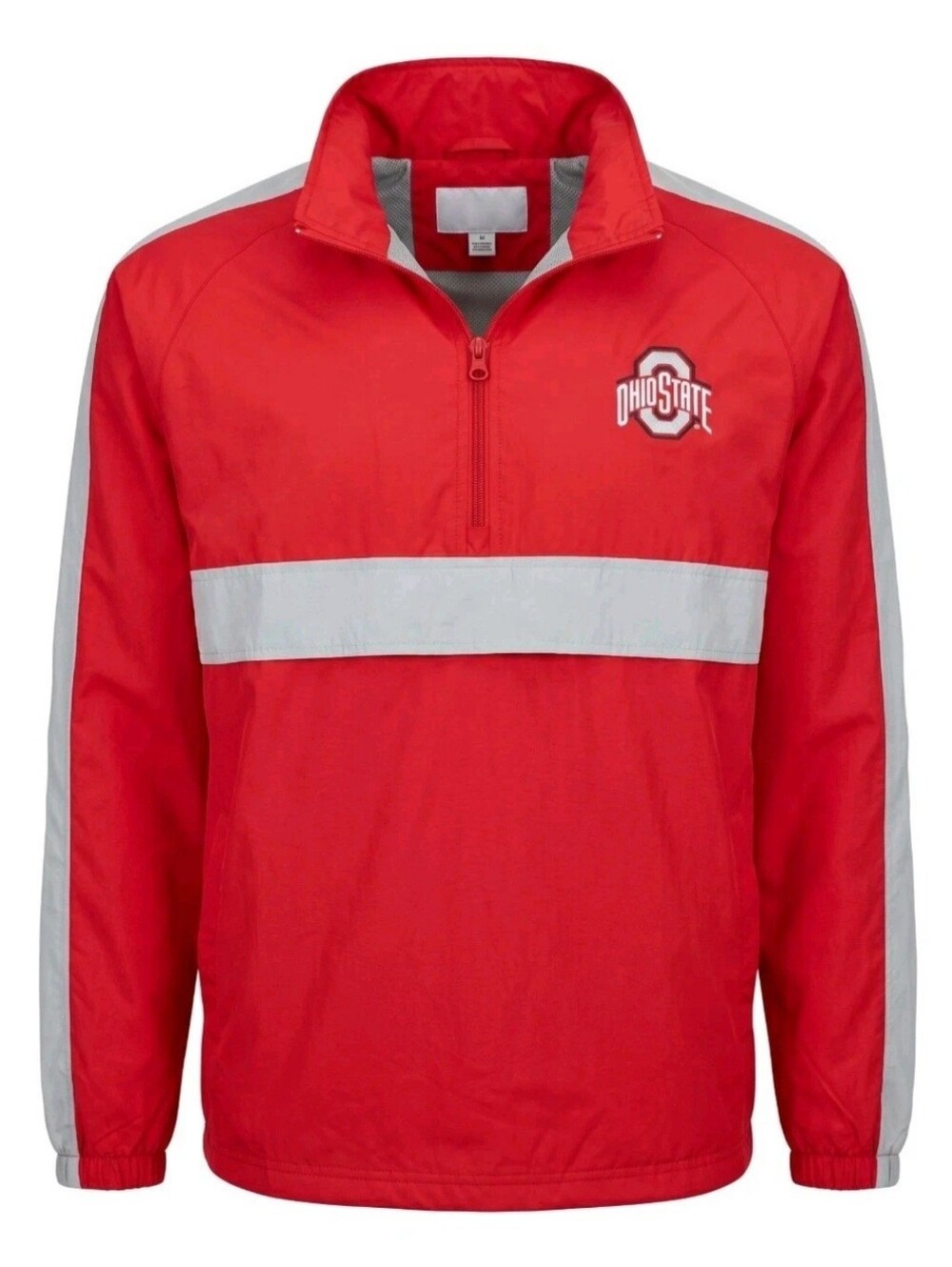 Ohio State Buckeyes Windbreaker Men Large Red 1/4 Quarter Zip Hoodie Jacket NCAA